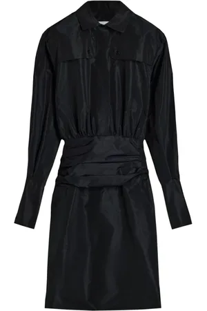 Patou Kleedjes, Dames, Zwart, XS, Zwarte Geplooide Detail Jurk