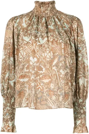 ULLA JOHNSON Blouses & Shirts, Dames, Bruin, S, Katoen, Casual Multicolor Blouse