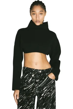 Marni Truien, Dames, Zwart, S, Wol, Wollen Turtleneck Cropped Sweater