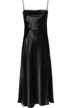 Vince Kleedjes, Dames, Zwart, XL, Zwarte Sheer Panelled Slip Midi Jurk