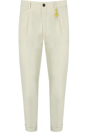 Manuel Ritz Broeken, Heren, Wit, L, Katoen, Crème Skinny Broek met Rits Sluiting