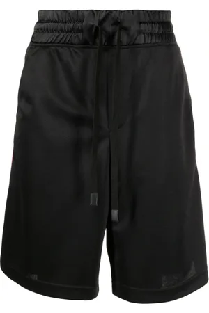 VERSACE Korte broeken, Heren, Zwart, S, Polyester, Logo Tape Zwart Polyester Nylon Shorts