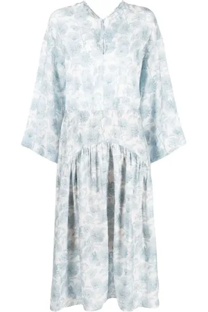 Vince Kleedjes, Dames, Wit, XS, Polyester, Witte Dahlia V-Hals Midi Jurk
