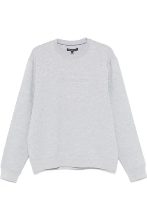 Michael Kors Sweatshirts & Hoodies, Heren, Grijs, XL, Katoen, Grijze reliëflogo crew sweater