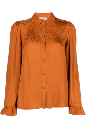 Twin-Set Blouses & Shirts, Dames, Bruin, XS, Elegante Bruine Lange Mouwen Shirt