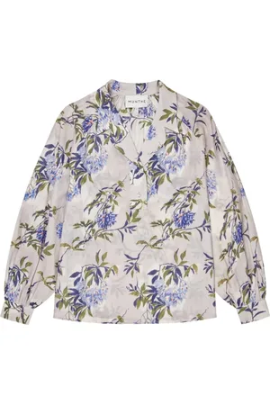 Munthe Blouses & Shirts, Dames, Veelkleurig, S, Bloemenprint Blouse met Ballonmouwen