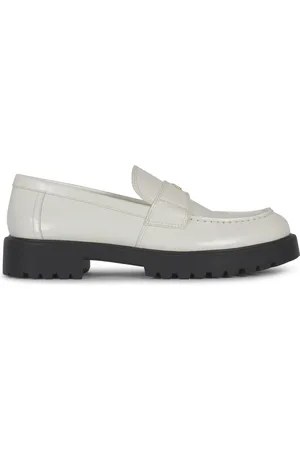 Tory Burch Schoenen, Dames, Wit, 37 EU, Leer, Klassieke Lug Loafer Platte Schoenen