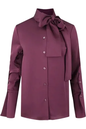 Simkhai Blouses & Shirts, Dames, Paars, L, Polyester, Elegante Paarse Blouse met Strikjes