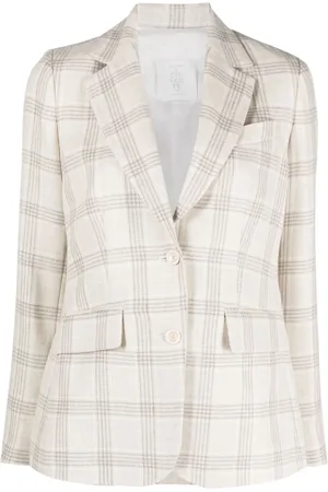 ELEVENTY Jassen, Dames, Wit, M, Wol, Lange Linnen Wol Casual Witte Jas