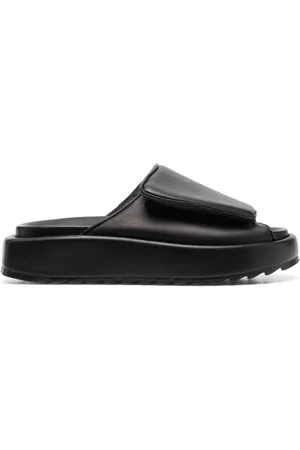 Gia Borghini Schoenen, Dames, Zwart, 36 EU, Leer, Zwarte leren casual open flats muilezels