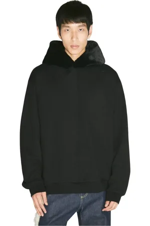 Marni Sweatshirts & Hoodies, Heren, Zwart, L, Katoen, Faux-Fur Hood Sweatshirt met Logo Borduursel
