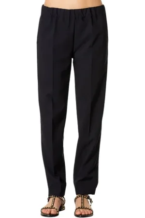 D.EXTERIOR Broeken, Dames, Blauw, L, Polyester, Slim Elastische Taille Broek in Blauw