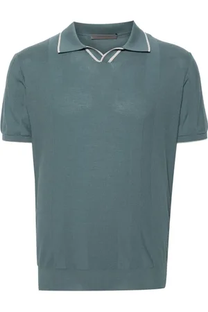 corneliani Tops, Heren, Groen, L, Katoen, Groene Casual Polo Shirt