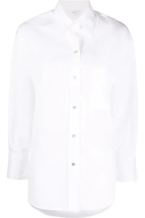 Vince Blouses & Shirts, Dames, Wit, L, Katoen, Casual Wit Overhemd met Lange Mouwen