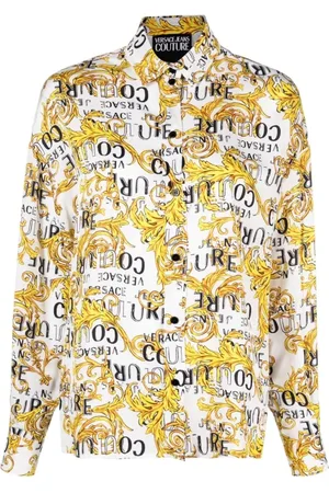 VERSACE Blouses & Shirts, Dames, Veelkleurig, XS, Witte Lange Mouw Viscose Shirt