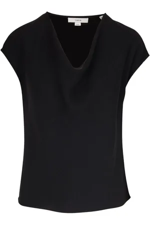 Vince Blouses & Shirts, Dames, Zwart, L, Elegante Zwarte Cap Sleeve Blouse