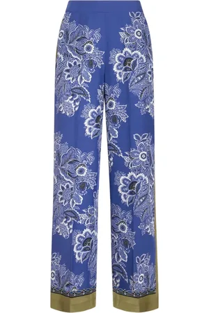 Etro Broeken, Dames, Blauw, M, Blauwe Zijden Casual Broek