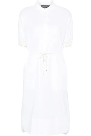 LORENA ANTONIAZZI Kleedjes, Dames, Wit, S, Katoen, Casual Midi Jurk in Wit Katoen