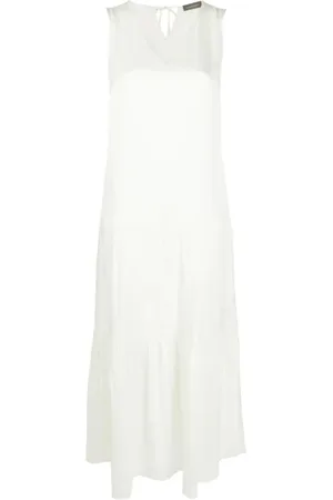 LORENA ANTONIAZZI Kleedjes, Dames, Wit, M, Witte Tankmouwen Casual Midi Jurk