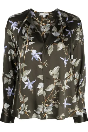 Vince Blouses & Shirts, Dames, Veelkleurig, L, Zijden Bellflower Strik Blouse
