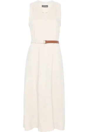 LORENA ANTONIAZZI Kleedjes, Dames, , S, Linnen, Casual Midi Jurk in
