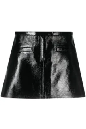 Courrèges Rokken, Dames, Zwart, 2Xs, Vinyl Trapeze Mini Rok