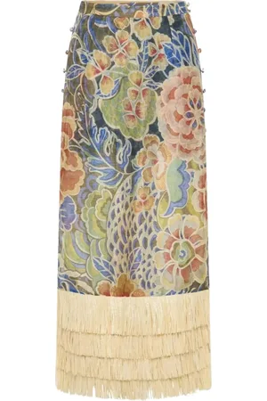 IXIAH Rokken, Dames, Veelkleurig, L, Leer, Kleurrijke Franje Casablanca Rok