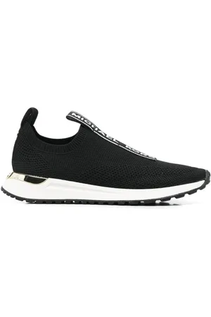 Michael Kors Schoenen, Dames, Zwart, 36 EU, Polyester, Zwarte Slip-on Sneakers Casual Flats