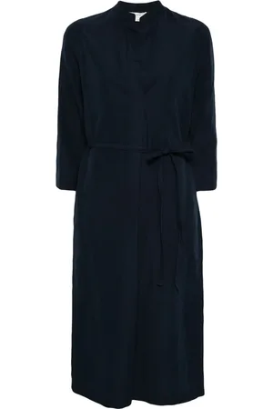 Vince Kleedjes, Dames, Blauw, S, Katoen, Blauwe Midi Jurk met Bandkraag