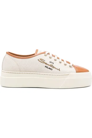 santoni Schoenen, Dames, Wit, 39 EU, Leer, Witte leren casual sneakers