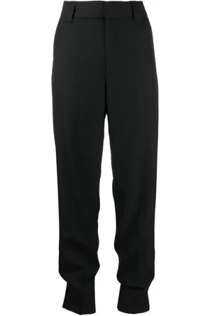 Ganni Broeken, Dames, Zwart, L, Polyester, Zwarte formele broek met hoge omslag
