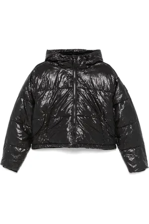DKNY Jassen, Dames, Zwart, L, Polyester, Zwarte Puffer Donsjas