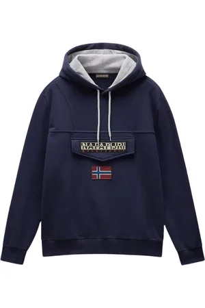 Napapijri Sweatshirts & Hoodies, Heren, Blauw, M, Katoen, Blauwe Winter Hoodie Trui