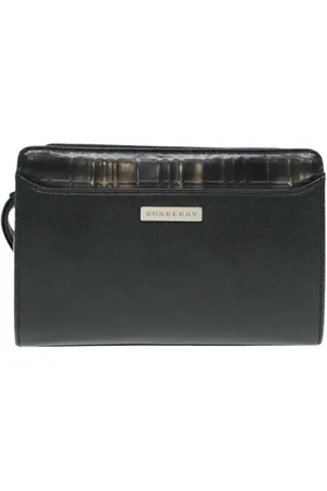 Burberry Pre-owned, Dames, Zwart, ONE Size, Pre-owned Leather clutches