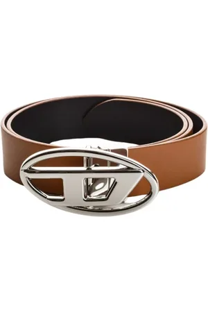 Diesel Accessoires, Heren, Bruin, 75 CM, Leer, Omkeerbare leren riem met ovale gesp