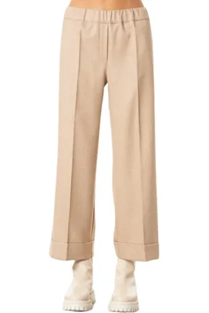 D.EXTERIOR Broeken, Dames, Bruin, S, Polyester, Wijde enkelbroek in camel