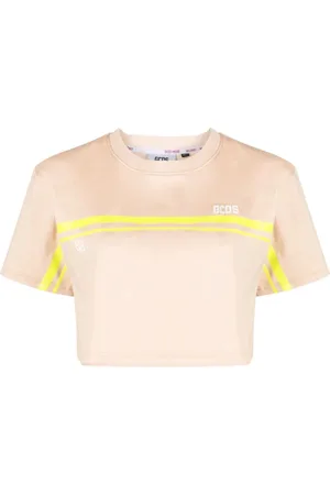 GCDS Tops, Dames, Bruin, M, Katoen, Bruine Bliss Cropped Top