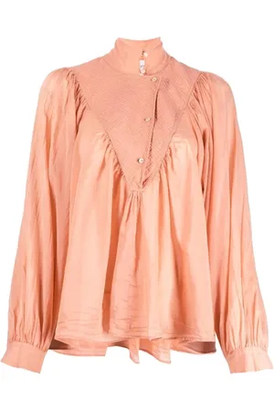 FORTE FORTE Blouses & Shirts, Dames, Roze, L, Katoen, Bohemian Roze Katoen Zijden Blouse
