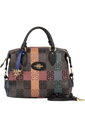 GUIDI Tassen, Dames, Veelkleurig, ONE Size, Leer, Monogram Tartan Handtas met Leren Details