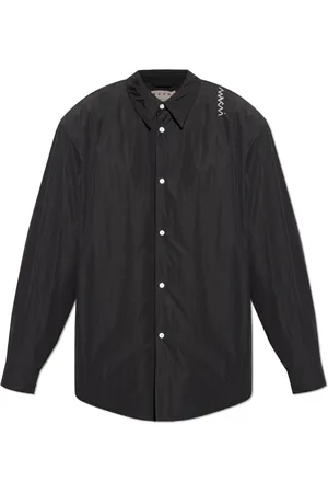 Marni Overhemden, Heren, Zwart, L, Polyester, Overhemd met borduursel