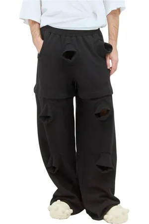 WALTER VAN BEIRENDONCK Broeken, Heren, Zwart, L, Katoen, Afneembare Been Katoen Fleece Trainingsbroek