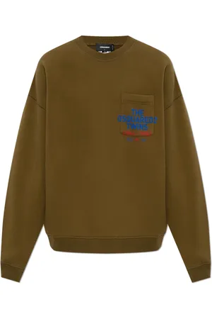 Dsquared2 Sweatshirts & Hoodies, Heren, Groen, XL, Katoen, Sweatshirt met Zak