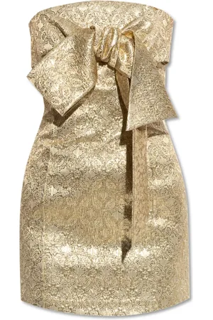 Dsquared2 Kleedjes, Dames, Geel, 3Xs, Wol, Korte Jurk met Blote Schouders