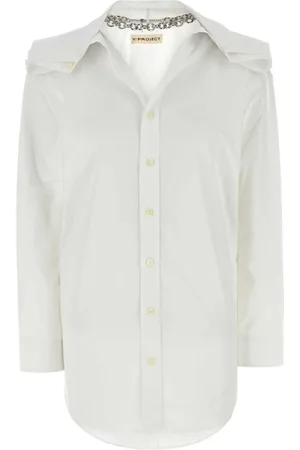 Y / PROJECT Blouses & Shirts, Dames, Wit, S, Witte Poplin Overhemd Klassieke Stijl