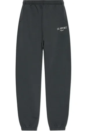 Sporty & Rich Broeken, unisex, Grijs, L, Katoen, Trainingsbroeken uit de New York Collectie