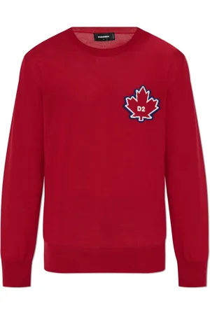 Dsquared2 Truien, Heren, Rood, S, Wol, Wollen Trui met Logo