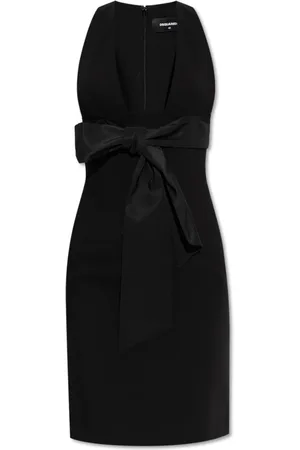 Dsquared2 Kleedjes, Dames, Zwart, 2Xs, Polyester, Jurk met decoratieve strik