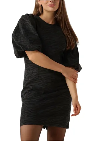 Co`Couture Kleedjes, Dames, Grijs, S, Zebra Crop Puff Jurk