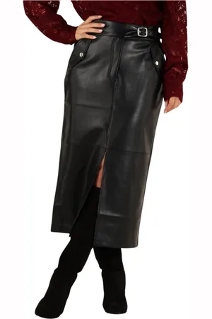 Aaiko Rokken, Dames, Zwart, XL, Elegante Zwarte Midi Rok