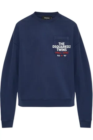 Dsquared2 Sweatshirts & Hoodies, Heren, Blauw, M, Katoen, Sweatshirt met Zak